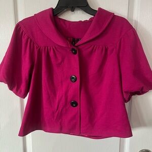 Cropped puff sleeve short sleeve jacket